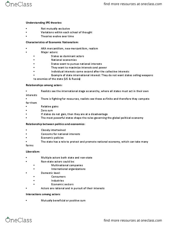 PSCI 2602 Lecture Notes - Lecture 2: Neomercantilism, Zero-Sum Game, Mercantilism thumbnail