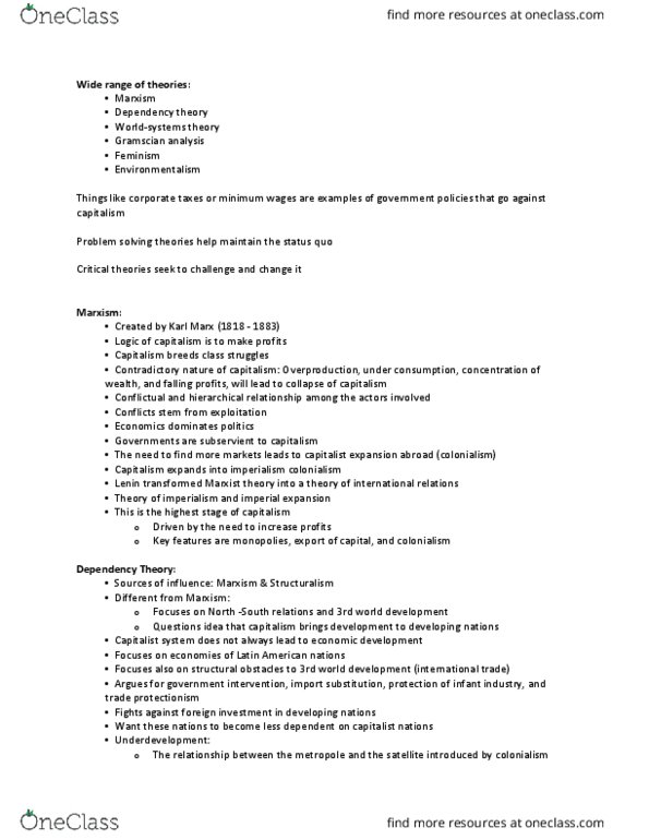 PSCI 2602 Lecture Notes - Lecture 3: Antonio Gramsci, Dependency Theory, North South Mrt Line thumbnail