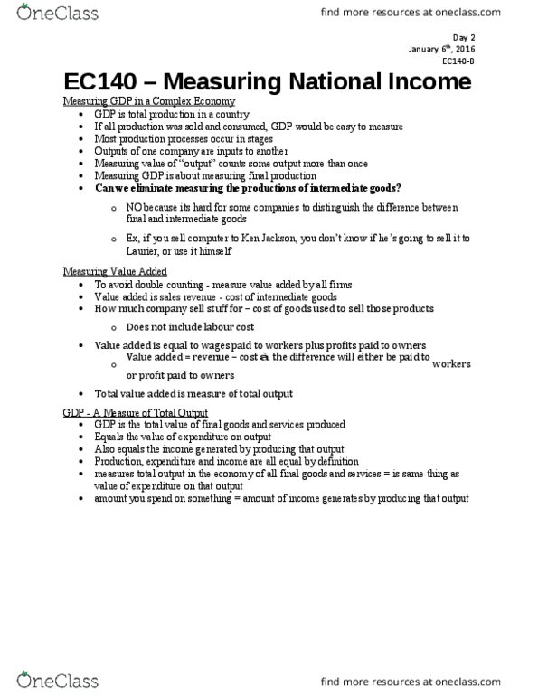 EC140 Lecture Notes - Lecture 2: Counting Measure, Retained Earnings, Gdp Deflator thumbnail