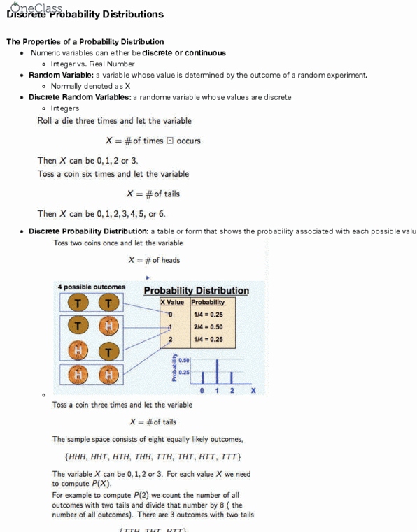 QMS 102 Lecture Notes - Lecture 6: Probability Distribution, Random Variable, Weighted Arithmetic Mean thumbnail