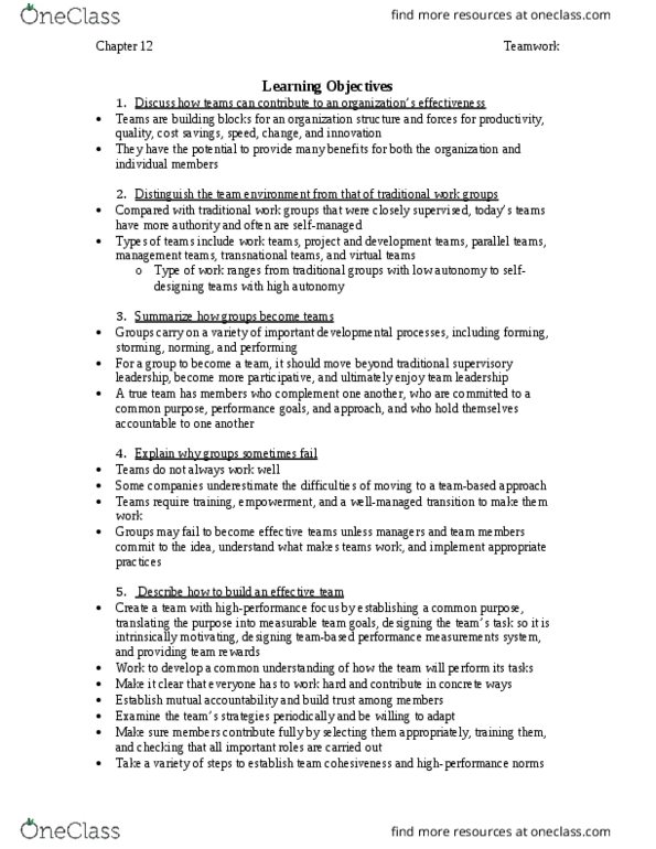 MGT 3200 Chapter Notes - Chapter 12: Social Loafing, Social Facilitation, Quality Circle thumbnail