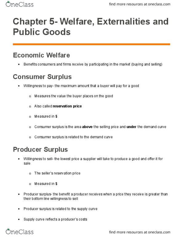 ECON 1BB3 Chapter Notes - Chapter 5-7: Economic Surplus, Deadweight Loss, Economic Equilibrium thumbnail