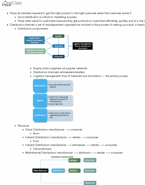 MKT 100 Lecture Notes - Lecture 11: Direct Market, Logistics, Customer Service thumbnail