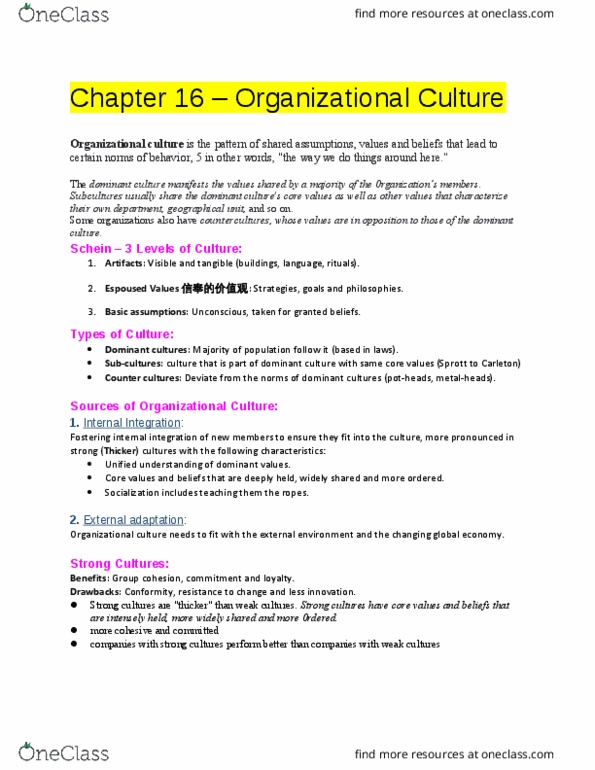 BUSI 2101 Lecture Notes - Lecture 11: Heavy Metal Subculture, Organizational Culture thumbnail