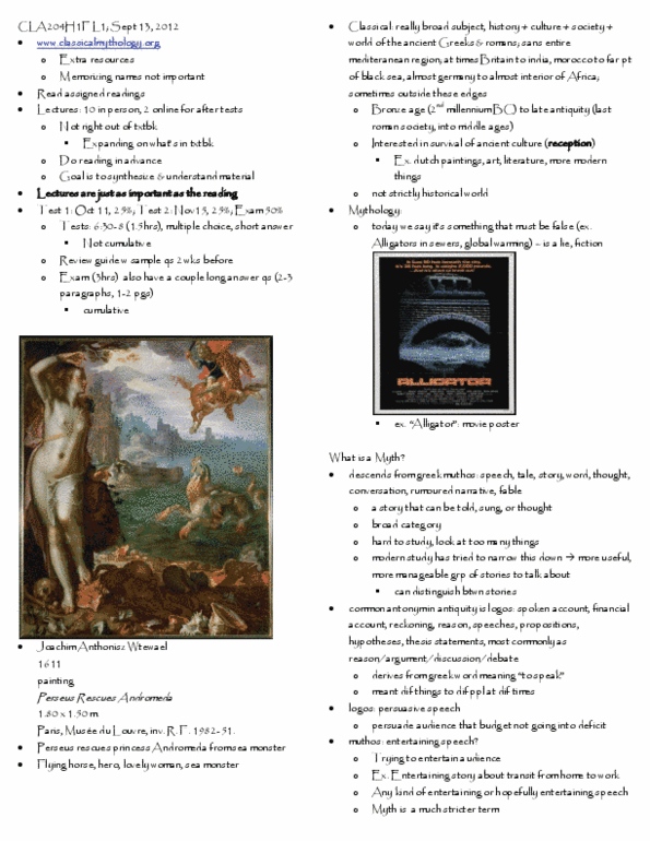 CLA204H1 Lecture Notes - Berlin State Museums, Sea Monster, Greek Mythology thumbnail