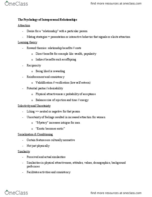 PSYC 334 Lecture Notes - Lecture 1: How I Met Your Mother, Unrequited Love, Confirmation Bias thumbnail