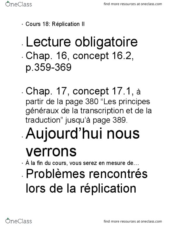 BIO 1540 Lecture Notes - Lecture 18: Dna Mismatch Repair, Peptide, Tryptophan thumbnail