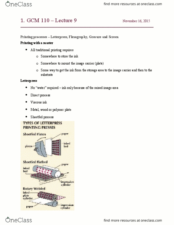 GCM 110 Lecture Notes - Lecture 9: Anilox, Direct Process, Flexography thumbnail