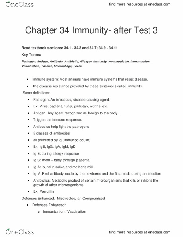 BSC 1005 Lecture Notes - Lecture 35: Immunoglobulin M, Immunoglobulin G, Immunoglobulin D thumbnail