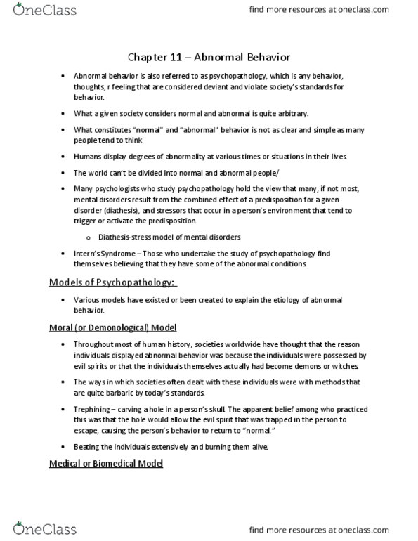 PSY 2012 Chapter Notes - Chapter 11: Paranoid Personality Disorder, Antisocial Personality Disorder, Histrionic Personality Disorder thumbnail