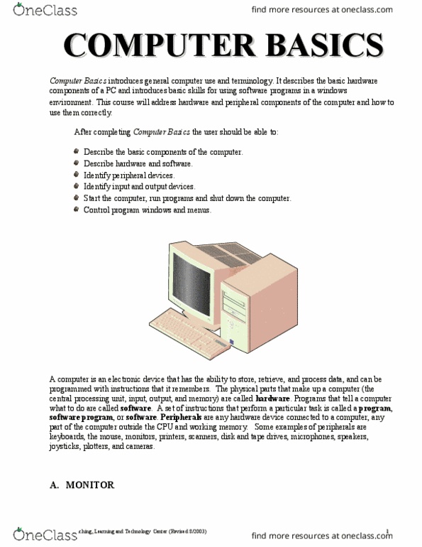 CIS 101 Lecture Notes - Lecture 3: Floppy Disk, Hard Disk Drive Failure, Hertz thumbnail