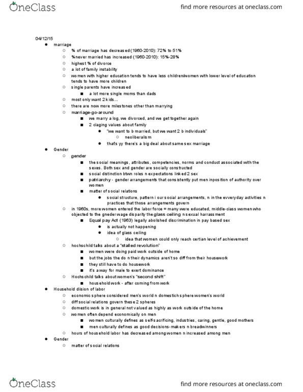 SOCIOL 3AC Lecture Notes - Lecture 12: Glass Ceiling, Homophobia, Gender Role thumbnail