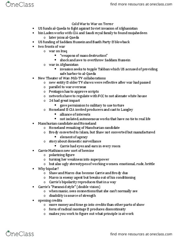 HUMAN 1A Lecture Notes - Lecture 14: Diplopia, Al-Qaeda, The Manchurian Candidate thumbnail