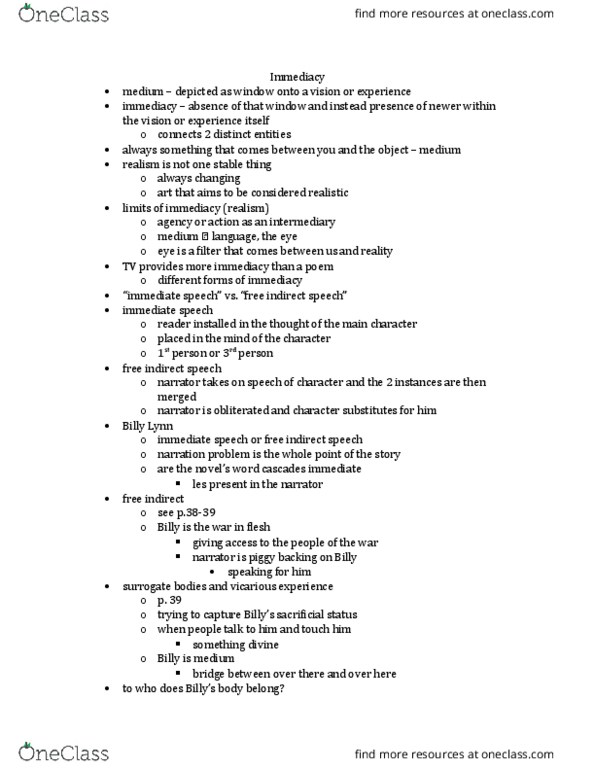 HUMAN 1A Lecture Notes - Lecture 15: Free Indirect Speech thumbnail