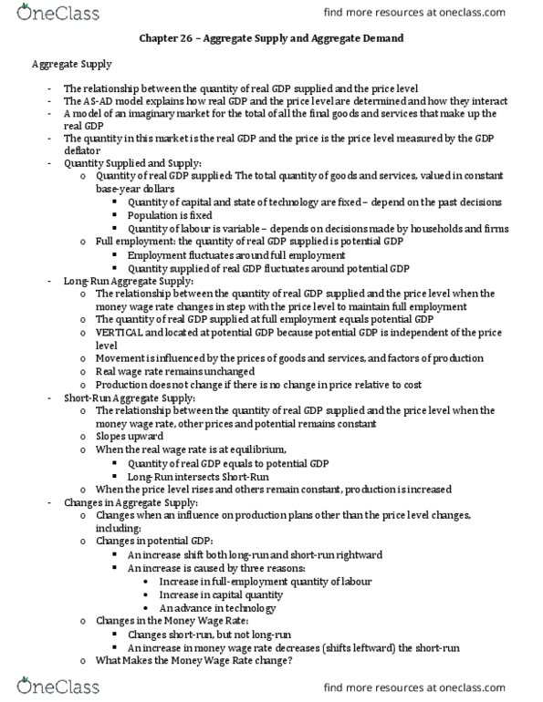 ECON102 Chapter Notes - Chapter 26: Monetarism, Exchange Rate, Business Cycle thumbnail