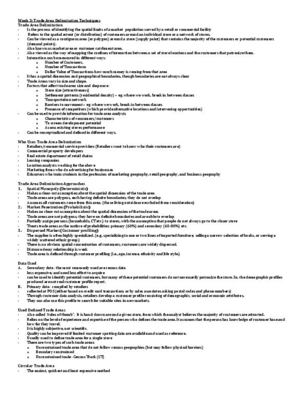 GEO 301 Lecture Notes - Lecture 3: Geomarketing, Distance Decay, Commercial Property thumbnail