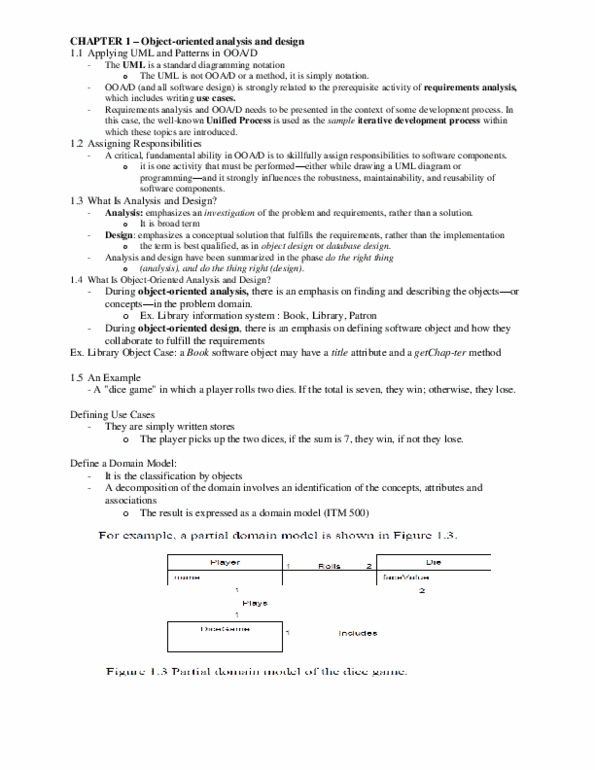 ITM 430 Chapter Notes - Chapter 1: Object-Oriented Analysis And Design, Requirements Analysis, Iterative And Incremental Development thumbnail