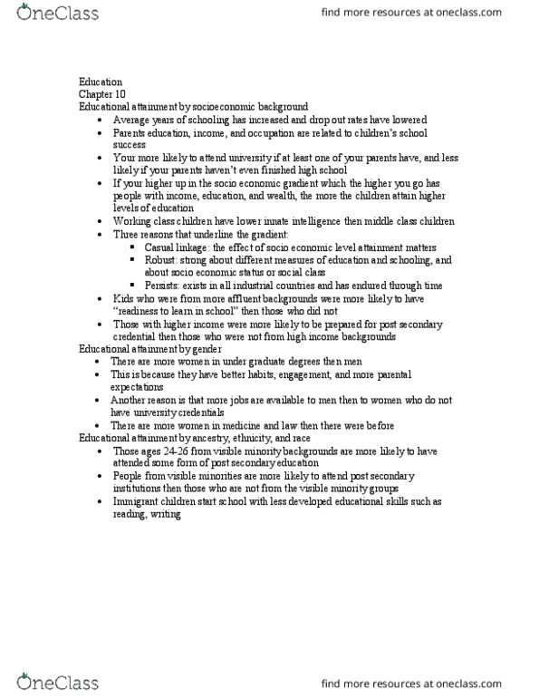 SOC 203 Lecture Notes - Lecture 10: Visible Minority, Chiropractic thumbnail