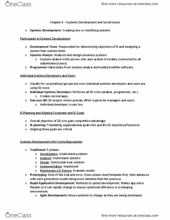 ITEC 1010 Chapter Notes - Chapter 8: Performance Measurement, Integration Testing, Unit Testing thumbnail