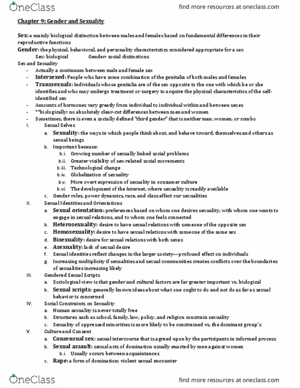 SOC-1010 Chapter Notes - Chapter 9: Reproductive Rights, Psychological Trauma, Separate Spheres thumbnail