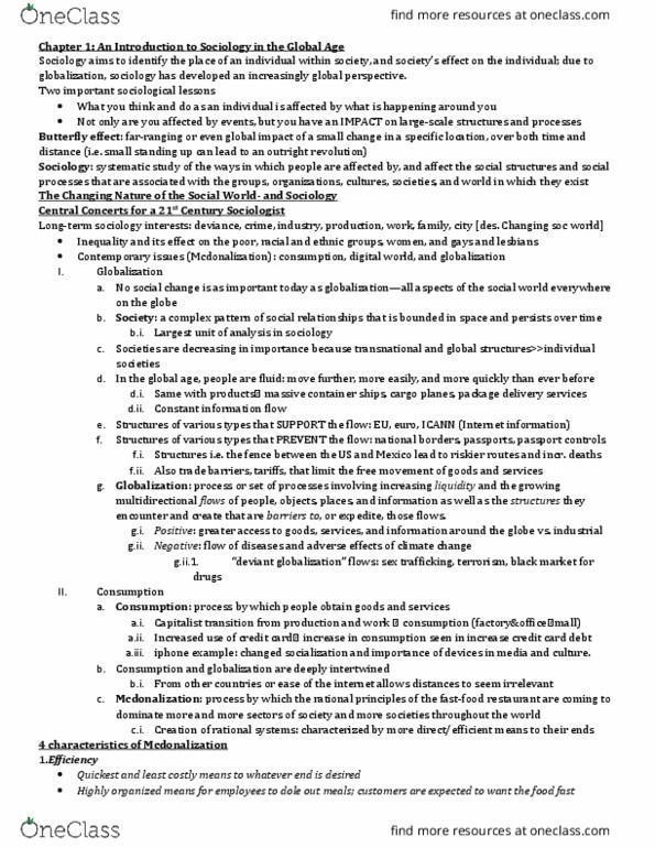 SOC-1010 Chapter Notes - Chapter 1: Internet Fraud, Nationstates, Mcdonaldization thumbnail