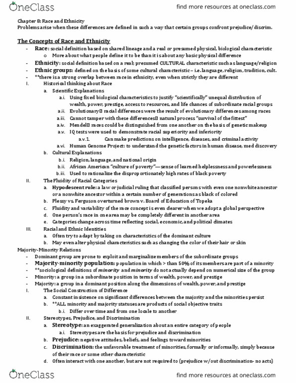 SOC-1010 Chapter Notes - Chapter 8: Ethnic Cleansing, Fokker E.Ii, Invisibility thumbnail