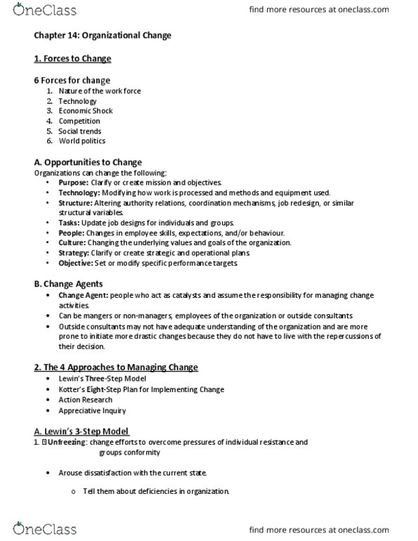 BUS 272 Chapter Notes - Chapter 14: Learning Organization, Human Resources, Specific Performance thumbnail