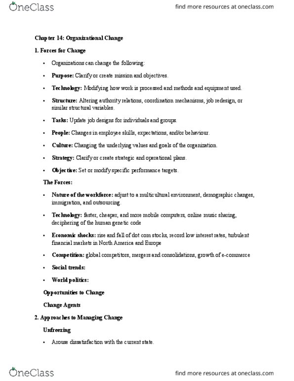 BUS 272 Chapter Notes - Chapter 14: Human Resources, Appreciative Inquiry, Specific Performance thumbnail