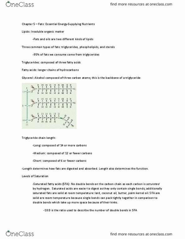 FNN 111 Chapter Notes - Chapter 5: Very Low-Density Lipoprotein, Adipocyte, Peanut Oil thumbnail