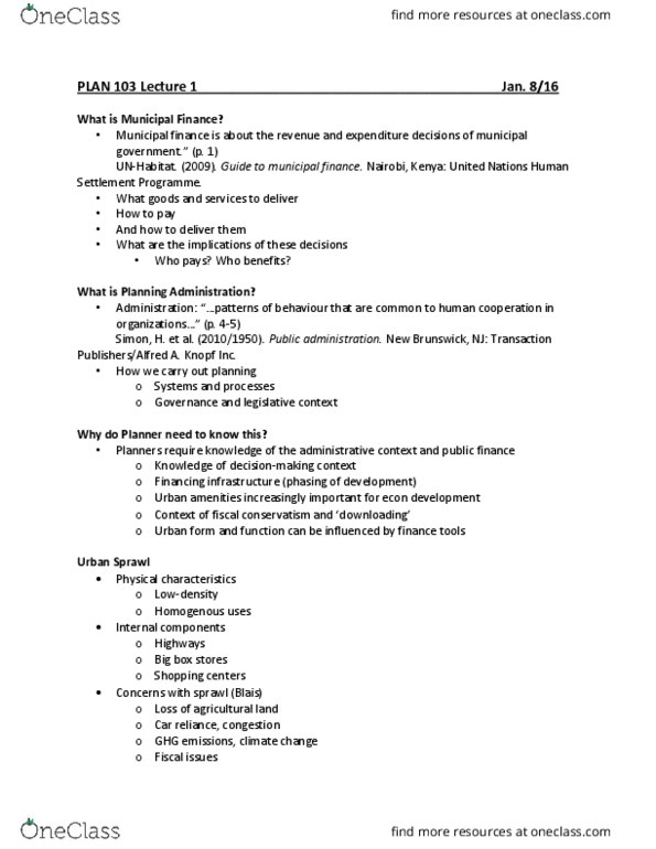 PLAN103 Lecture Notes - Lecture 1: Walkability, Urban Design, Fiscal Conservatism thumbnail