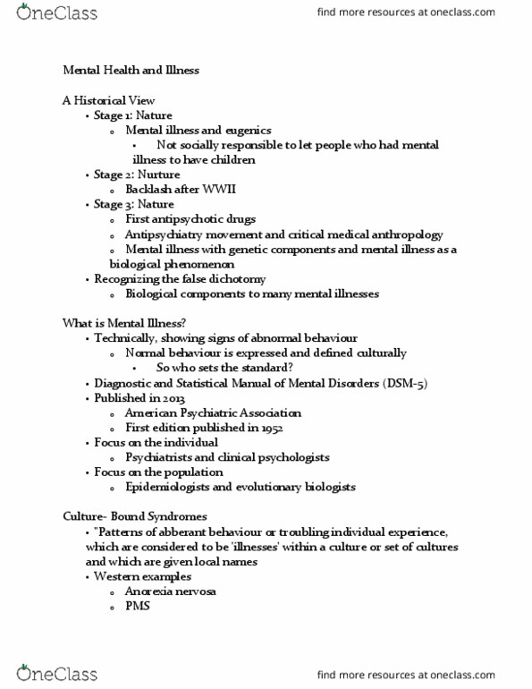 ANT208H1 Lecture Notes - Lecture 12: Impulsivity, Erving Goffman, Anorexia Nervosa thumbnail