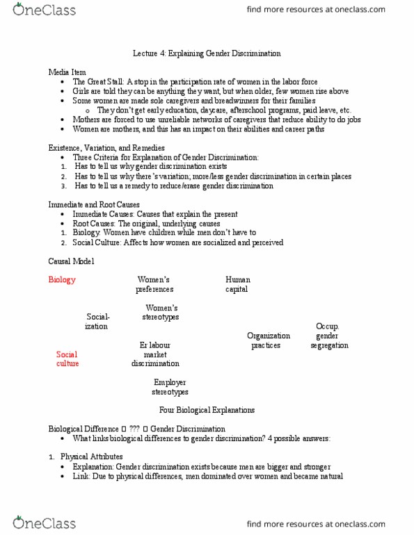 SOC362H5 Lecture Notes - Lecture 4: Homophily, Job Performance, Joan Acker thumbnail