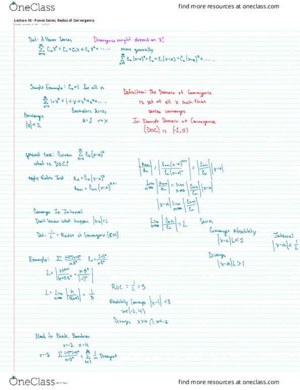 MATH 231 Lecture 30: Lecture 30 - Power Series, Radius of Convergence thumbnail