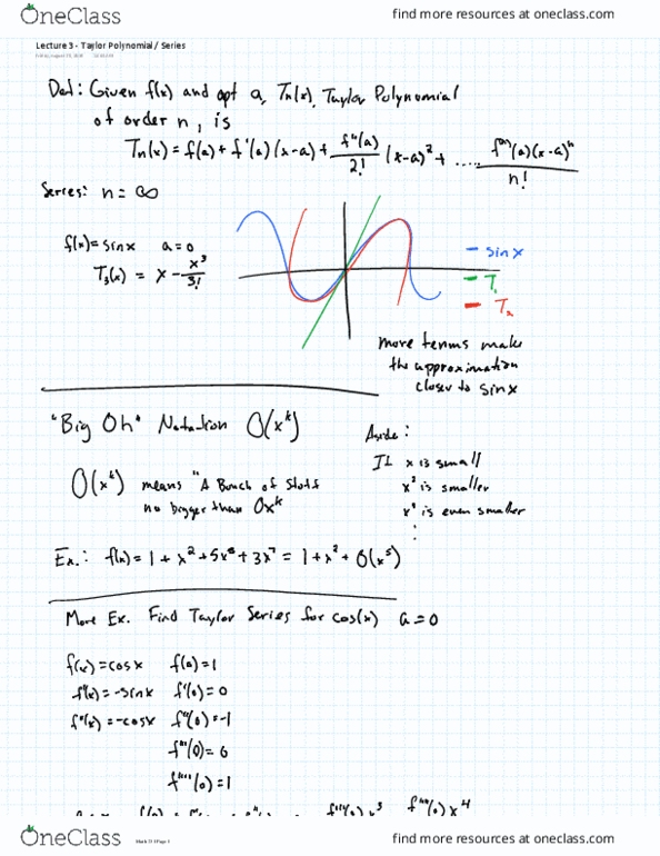 MATH 231 Lecture 3: Taylor Polynomial Series thumbnail