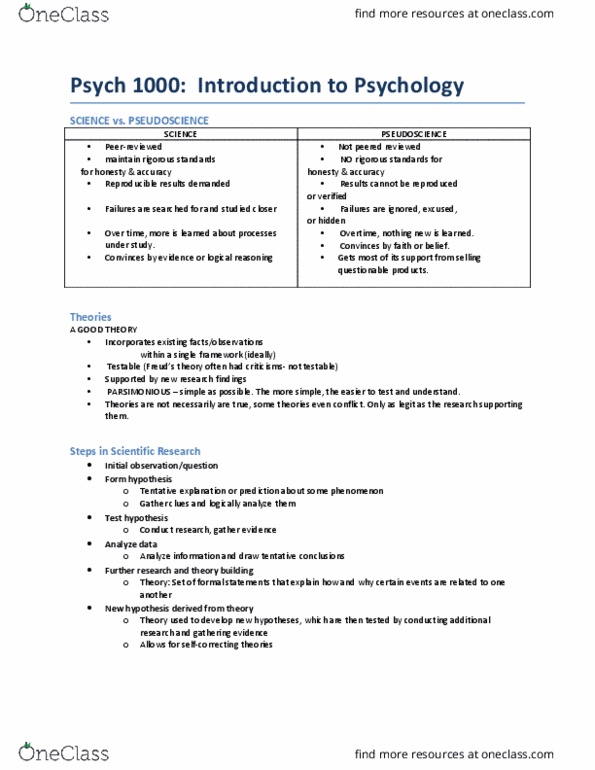 Psychology 1000 Lecture Notes - Lecture 2: Standard Deviation, Null Hypothesis, Dependent And Independent Variables thumbnail