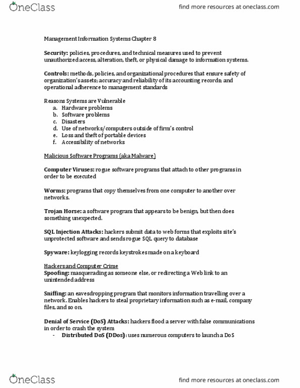 COMMERCE 2KA3 Lecture Notes - Lecture 14: Symmetric-Key Algorithm, Public-Key Cryptography, Intrusion Detection System thumbnail