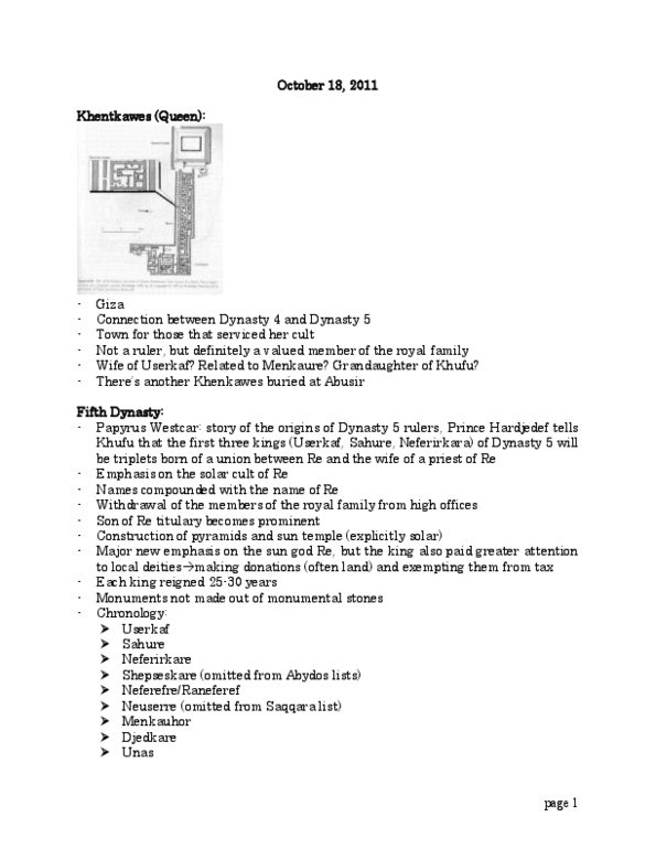 NMC101H1 Lecture Notes - Djedkare Isesi, Westcar Papyrus, Abu Gorab thumbnail