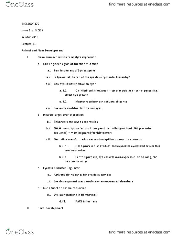 BIOLOGY 172 Lecture Notes - Lecture 31: Gametogenesis, Gynoecium, Petal thumbnail