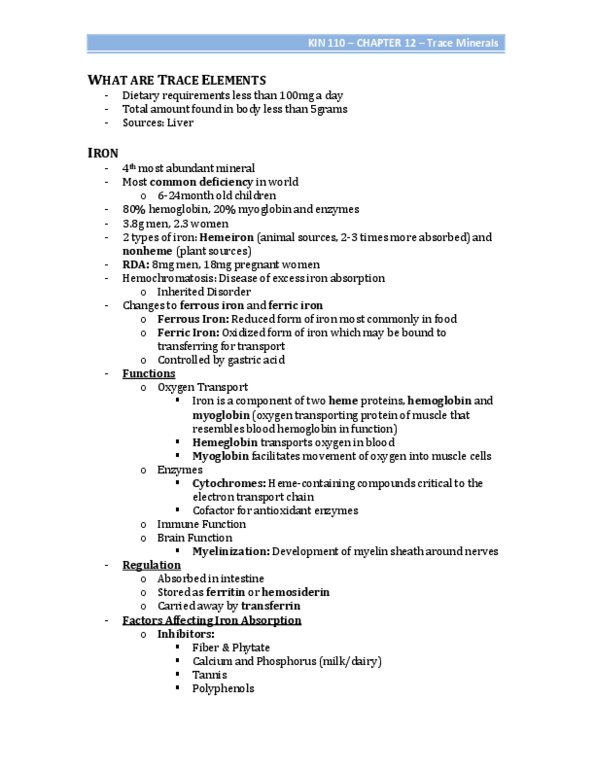 BPK 110 Chapter Notes - Chapter 12: Iron Poisoning, Myelin, Red Blood Cell thumbnail