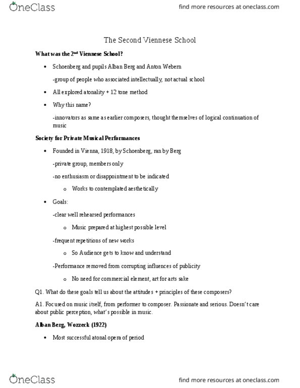 Music 2711F/G Lecture Notes - Lecture 22: Pointillism, Counterpoint, Second Viennese School thumbnail