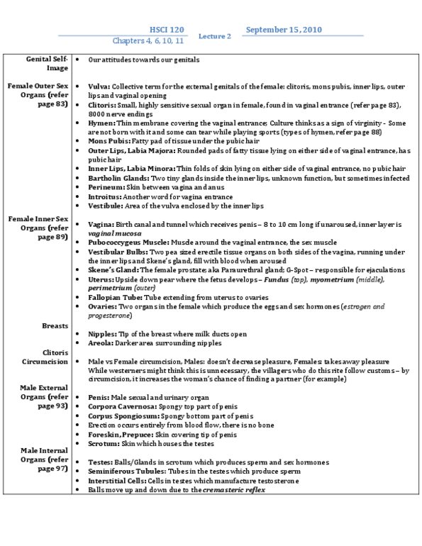 HSCI 120 Lecture Notes - Mons Pubis, Prostate, Female Genital Mutilation thumbnail