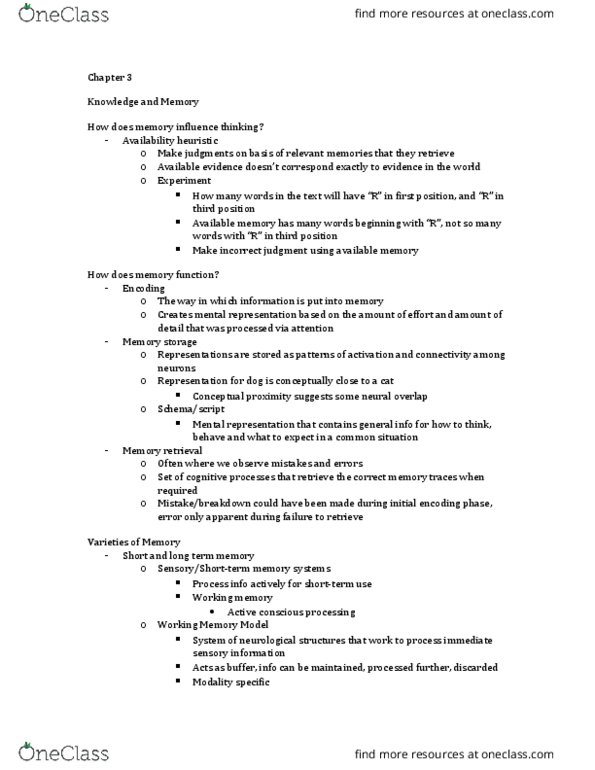 Psychology 3130A/B Chapter Notes - Chapter 3: Intentionality, Change Blindness, Prefrontal Cortex thumbnail