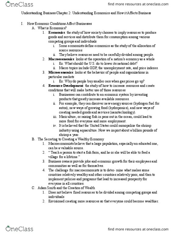 BUS 1000 Chapter Notes - Chapter 2: Unemployment Benefits, Mixed Economy, Stagflation thumbnail