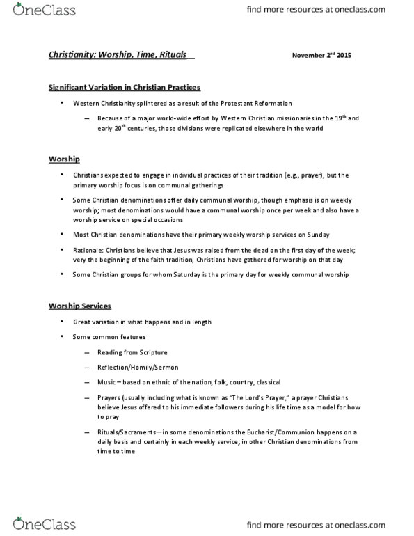 RELS 131 Lecture Notes - Lecture 14: Grape thumbnail