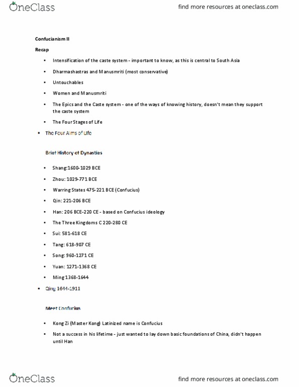 RELS 131 Lecture Notes - Lecture 10: Chinese Kinship, Human Nature, Manu Smriti thumbnail