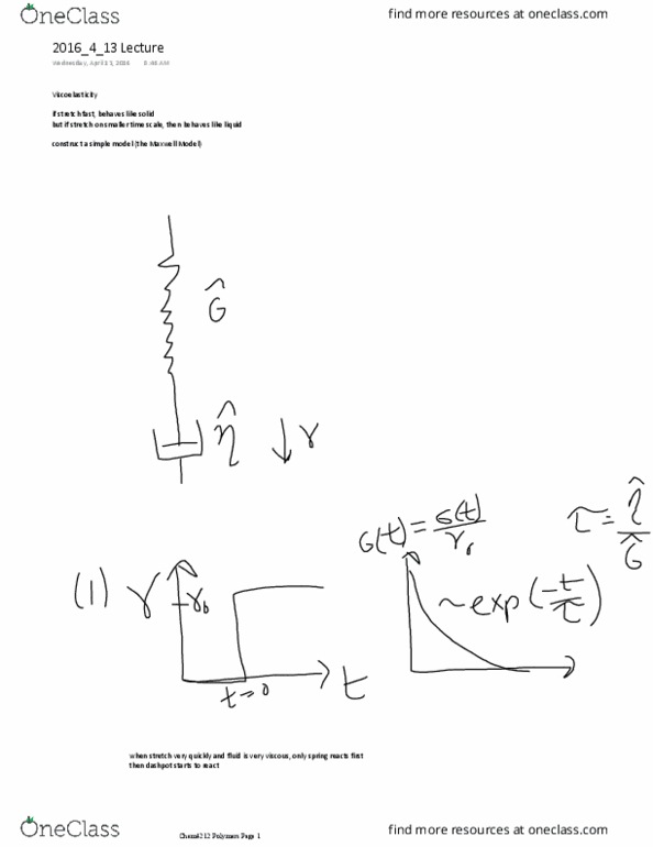 CHEM 4214 Lecture Notes - Lecture 32: Friction, Normal Mode, Ideal Chain thumbnail