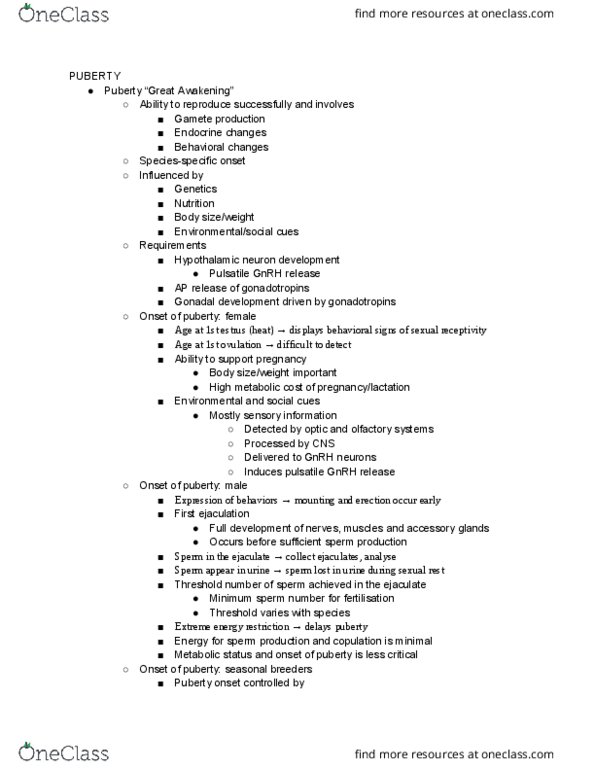 11:067:327 Lecture Notes - Lecture 10: Alpha-Fetoprotein, Thelarche, Pulse Generator thumbnail