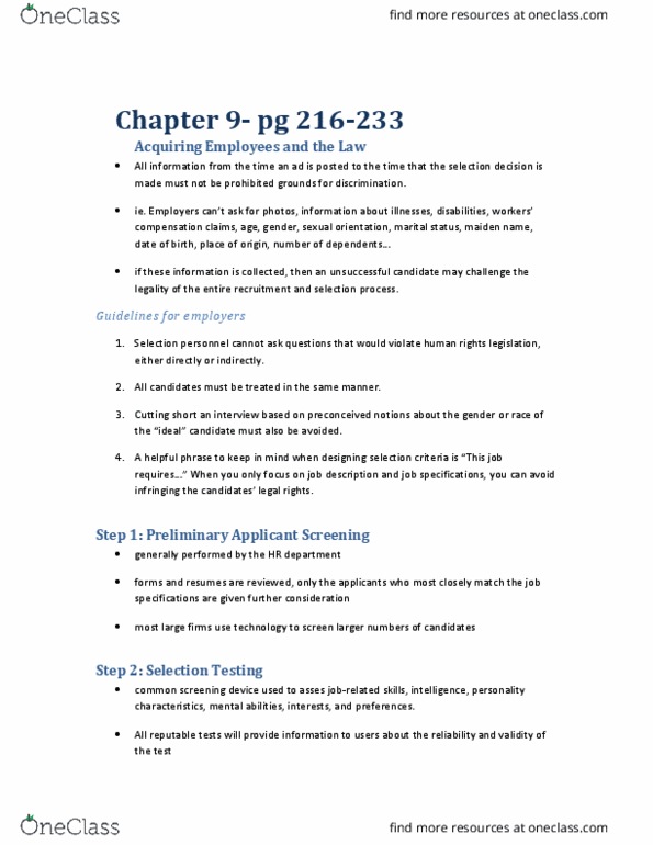 HROB 2100 Chapter Notes - Chapter 9: Fide, Absenteeism, Construct Validity thumbnail