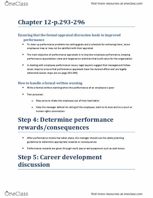 HROB 2100 Chapter Notes - Chapter 12: Performance Appraisal, Career Development thumbnail