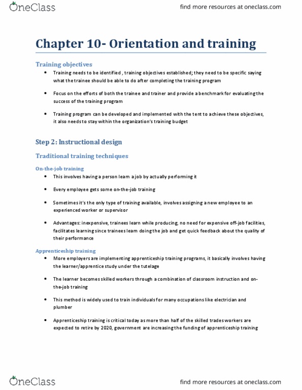HROB 2100 Chapter Notes - Chapter 10: Customer Service Training, Diversity Training, Reinforcement thumbnail